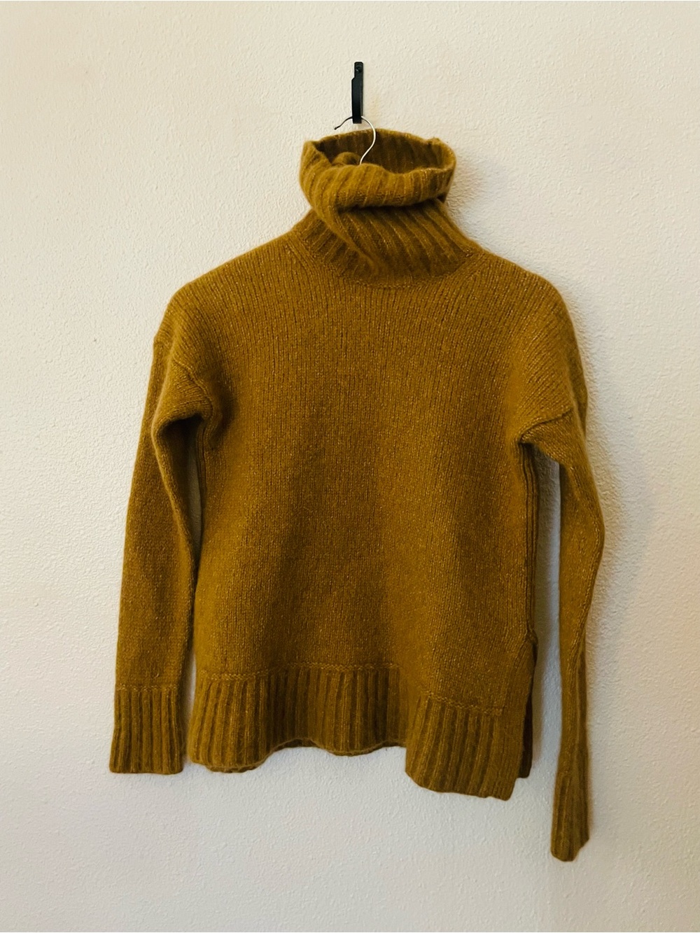 Everlane The Cloud Turtleneck Sweater Size Small Mustard Cotton Wool Alpaca